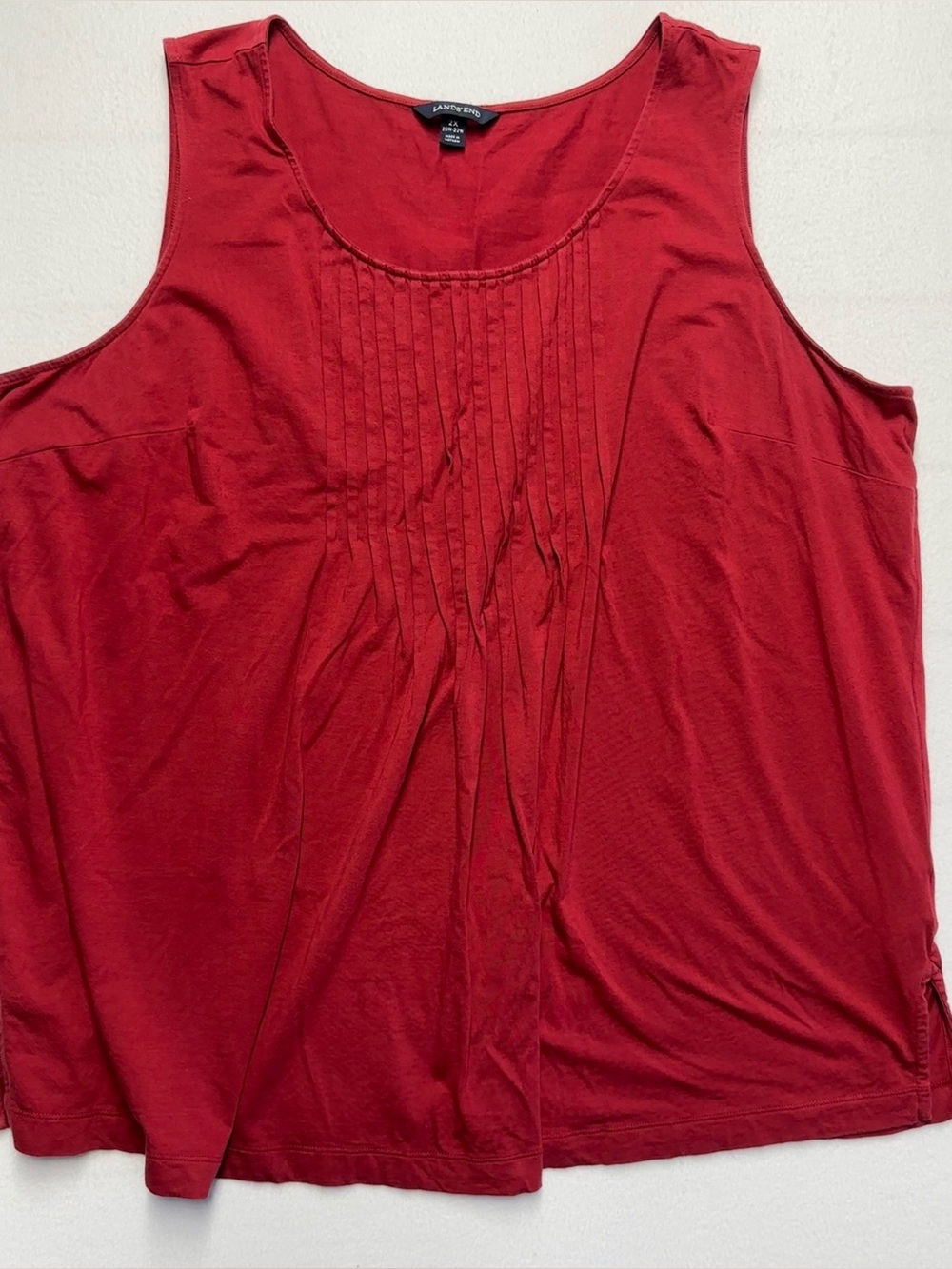 Lands’ End Red Sleeveless Blouse 2X • Pleated Front Plus Size Top